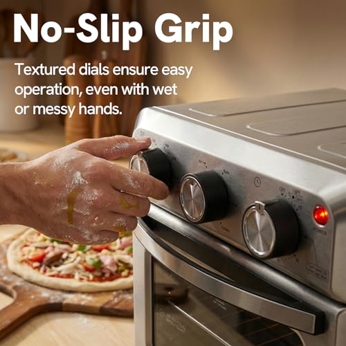 VAL CUCINA 6-in-1 Air Fryer Toaster Oven Combo, Compact 12.7 QT Small Countertop Convection Oven, Fits 9" Pizza & 4 Toast, Hexagon Hybrid Heating, Enamel Baking Pan Included, Stainless Steel Finish - My Kitchen Products