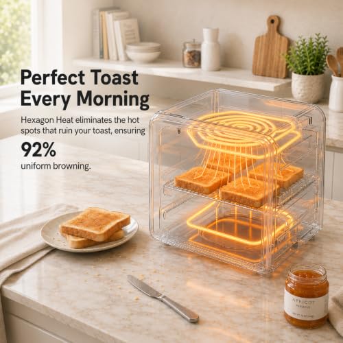 VAL CUCINA 6-in-1 Retro Air Fryer Toaster Oven Combo, Compact 12.7 QT Small Countertop Convection Oven, Fits 9" Pizza & 4 Toast, Hexagon Hybrid Heating, Enamel Baking Pan Included, Dark Grey Color - My Kitchen Products