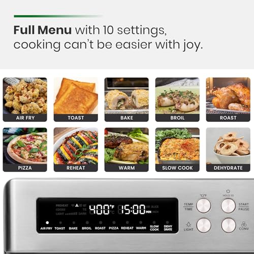 VAL CUCINA Infrared Heating 26.3 QT Air Fryer Toaster Oven, Large Countertop Convection Oven 10-in-1 Combo, 6-Slice Toast, Enamel Baking Pan Easy Clean with Recipe Book, Brushed Stainless Steel Finish - My Kitchen Products