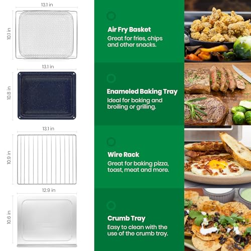 VAL CUCINA Infrared Heating 26.3 QT Air Fryer Toaster Oven, Large Countertop Convection Oven 10-in-1 Combo, 6-Slice Toast, Enamel Baking Pan Easy Clean with Recipe Book, Brushed Stainless Steel Finish - My Kitchen Products