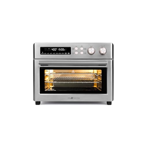 VAL CUCINA Infrared Heating 26.3 QT Air Fryer Toaster Oven, Large Countertop Convection Oven 10-in-1 Combo, 6-Slice Toast, Enamel Baking Pan Easy Clean with Recipe Book, Brushed Stainless Steel Finish - My Kitchen Products