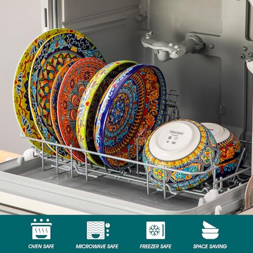 vancasso 24-Piece Dinnerware Sets,Plates & Bowls Sets Service for 6, Bohemian Porcelain Dishes Set for 6, Kitchen Dinner Set,Microwave & Dishwasher Safe, Scratch Resistant,Series KRVI - My Kitchen Products
