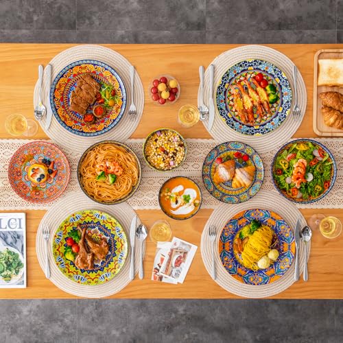 vancasso 24-Piece Dinnerware Sets,Plates & Bowls Sets Service for 6, Bohemian Porcelain Dishes Set for 6, Kitchen Dinner Set,Microwave & Dishwasher Safe, Scratch Resistant,Series KRVI - My Kitchen Products