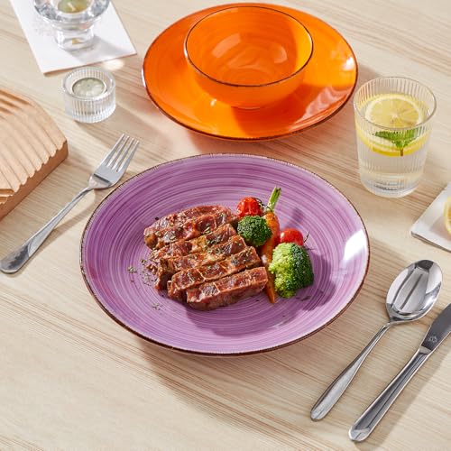 vancasso Bonita Dinner Plates, 10.5 Inch Ceramic Plates, Microwave, Oven and Dishwasher Safe Plates Set of 6 - Assorted Colors - My Kitchen Products