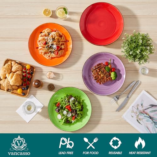 vancasso Bonita Dinner Plates, 10.5 Inch Ceramic Plates, Microwave, Oven and Dishwasher Safe Plates Set of 6 - Assorted Colors - My Kitchen Products