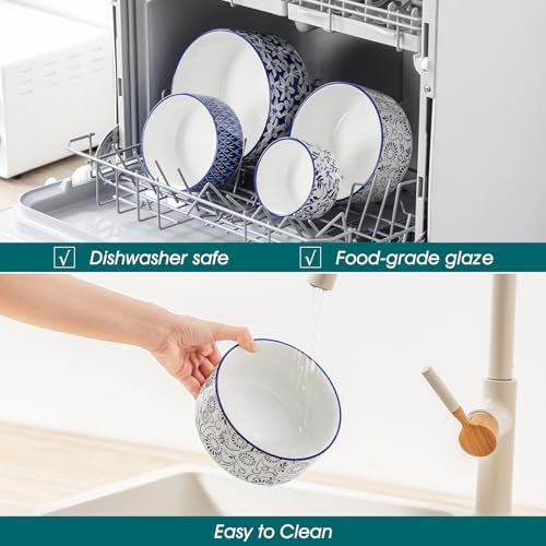 vancasso Ceramic Nesting Bowls with Lids Set of 4, Serving Bowls for Food Storage, Prep Bowl, Ceramic Bowl for Kitchen, Microwave & Dishwasher Safe, 60+36+20+10 Oz, Series SELENE - My Kitchen Products