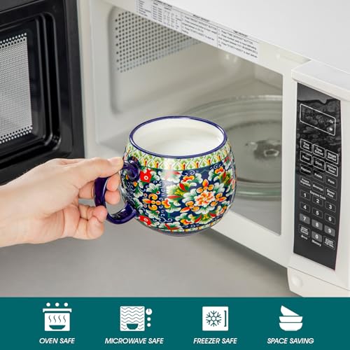 vancasso Coffee Mugs Set of 6, Coffee Cups Ceramic 18oz, Porcelain Coffee Mugs for Cappuccino, Latte, Espresso, Colorful Coffee Mugs with Handle, Rounded Boho Mugs, Microwave & Dishwasher Safe - My Kitchen Products