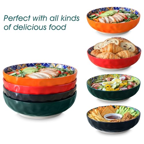 vancasso Large Serving Bowls, 78 Oz Extra Large Salad Bowls Set of 2, Bohemian Decorative Bowls for Salad, Fruit, Pasta and Dinner, Serving Dishes Set for Party, Dishwasher & Microwave Safe－Red - My Kitchen Products