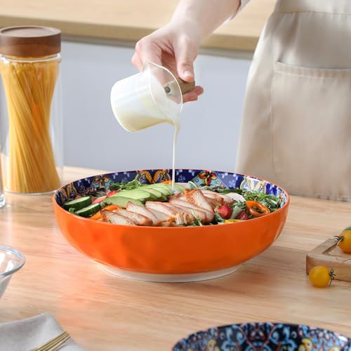 vancasso Large Serving Bowls, 78 Oz Extra Large Salad Bowls Set of 2, Bohemian Decorative Bowls for Salad, Fruit, Pasta and Dinner, Serving Dishes Set for Party, Dishwasher & Microwave Safe－Red - My Kitchen Products