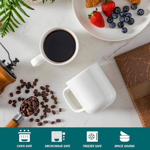 vancasso Porcelain Coffee Mugs Set, 16 oz Ceramic Coffee Cups for Americano Hot Tea Iced Coffee Cold Brew Cocoa Milk Mugs Set of 6, Dishwasher & Microwave Safe, White - My Kitchen Products