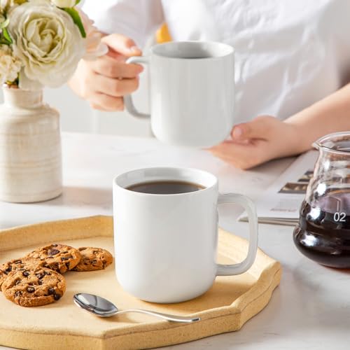 vancasso Porcelain Coffee Mugs Set, 16 oz Ceramic Coffee Cups for Americano Hot Tea Iced Coffee Cold Brew Cocoa Milk Mugs Set of 6, Dishwasher & Microwave Safe, White - My Kitchen Products