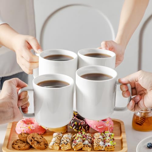 vancasso Porcelain Coffee Mugs Set, 16 oz Ceramic Coffee Cups for Americano Hot Tea Iced Coffee Cold Brew Cocoa Milk Mugs Set of 6, Dishwasher & Microwave Safe, White - My Kitchen Products