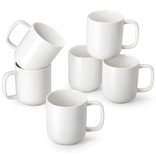 vancasso Porcelain Coffee Mugs Set, 16 oz Ceramic Coffee Cups for Americano Hot Tea Iced Coffee Cold Brew Cocoa Milk Mugs Set of 6, Dishwasher & Microwave Safe, White - My Kitchen Products