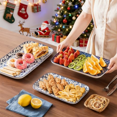 vancasso Porcelain Serving Trays for Party, Serving Platters Set of 3,Serving Dishes for Entertaining, Ceramic Party Trays and Platters for Serving Food, 16"/14"/12" Inch, Series SELENE - My Kitchen Products