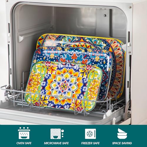 vancasso Serving Platters Set of 3, 16"/14"/12" Inch Rectangular Trays - Extra Large, Ceramic Bohemian Serving Dish for Entertaining Food, Microwave & Dishwasher Safe, Vintage - My Kitchen Products