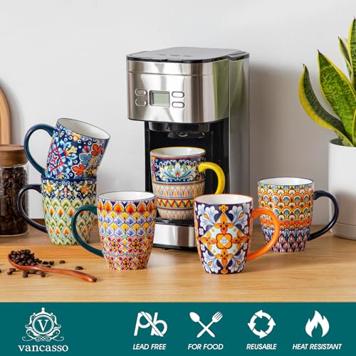 vancasso SIMI 16 oz Large Coffee Mugs Set of 6 – Bohemian Ceramic Cups with Handle, Perfect for Latte, Tea, Hot Chocolate, Dishwasher & Microwave Safe Ideal Gift - My Kitchen Products