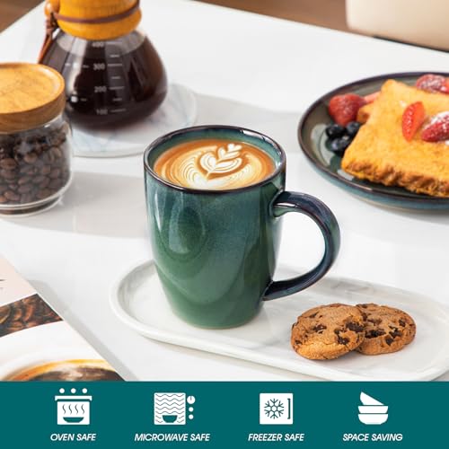 vancasso STARRY Ceramic Coffee Mug Set of 6, 12 Oz Tea Cups with Handle for Latte, Tea, Cappuccino, Milk, Cocoa, Microwave&Dishwasher Safe, Green - My Kitchen Products