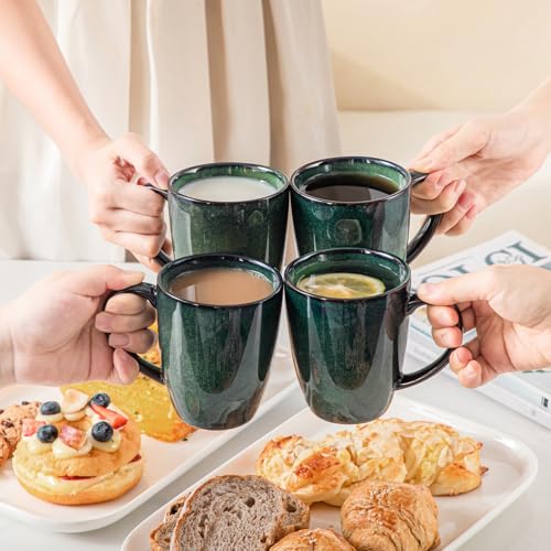 vancasso STARRY Ceramic Coffee Mug Set of 6, 12 Oz Tea Cups with Handle for Latte, Tea, Cappuccino, Milk, Cocoa, Microwave&Dishwasher Safe, Green - My Kitchen Products