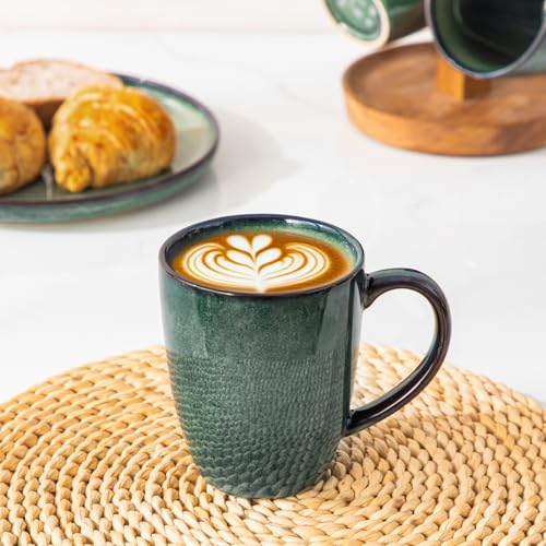 vancasso STARRY Ceramic Coffee Mug Set of 6, 12 Oz Tea Cups with Handle for Latte, Tea, Cappuccino, Milk, Cocoa, Microwave&Dishwasher Safe, Green - My Kitchen Products