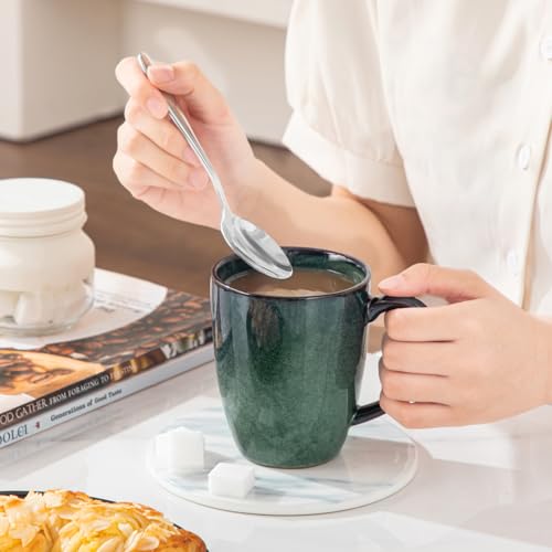 vancasso STARRY Ceramic Coffee Mug Set of 6, 12 Oz Tea Cups with Handle for Latte, Tea, Cappuccino, Milk, Cocoa, Microwave&Dishwasher Safe, Green - My Kitchen Products