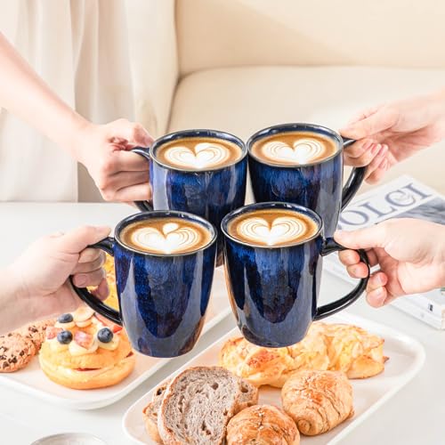 vancasso STARRY Ceramic Coffee Mug Set of 6, 16 Oz Tea Cups with Handle for Latte, Tea, Cappuccino, Milk, Cocoa, Microwave&Dishwasher Safe, Blue - My Kitchen Products