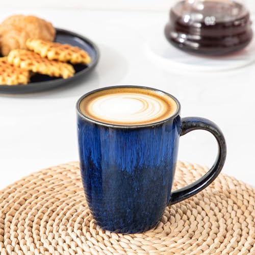 vancasso STARRY Ceramic Coffee Mug Set of 6, 16 Oz Tea Cups with Handle for Latte, Tea, Cappuccino, Milk, Cocoa, Microwave&Dishwasher Safe, Blue - My Kitchen Products