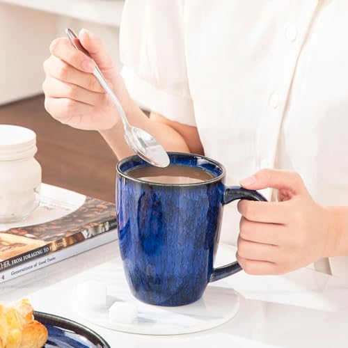 vancasso STARRY Ceramic Coffee Mug Set of 6, 16 Oz Tea Cups with Handle for Latte, Tea, Cappuccino, Milk, Cocoa, Microwave&Dishwasher Safe, Blue - My Kitchen Products