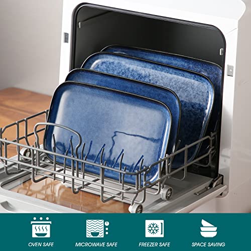 vancasso Stern Serving Platters Set of 3, 15/13/ 11 Inches Rectangular Serving Plates, Blue Serving Trays for Entertaining, Party - My Kitchen Products