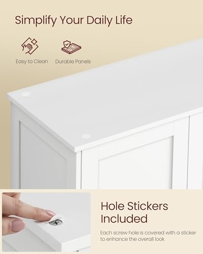 VASAGLE Floor Storage Cabinet, Shaker Cabinet with 2 Adjustable Shelves, 4 Doors, Tall Freestanding Organizer Unit, for Kitchen Bathroom Living Room, Cloud White UBBC553WH01S - My Kitchen Products