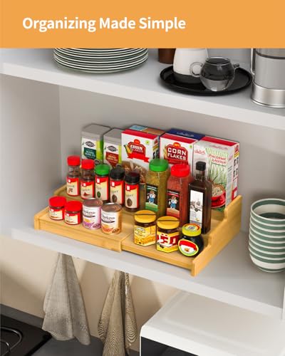 VenDotbi Spice Rack, 3-Tier Expandable Bamboo Spice Rack Organizer for Cabinet - Kitchen, Pantry and Cupboard Storage Organizer - My Kitchen Products