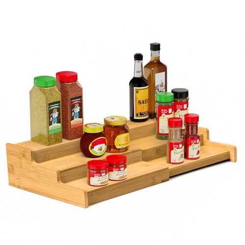 VenDotbi Spice Rack, 3-Tier Expandable Bamboo Spice Rack Organizer for Cabinet - Kitchen, Pantry and Cupboard Storage Organizer - My Kitchen Products