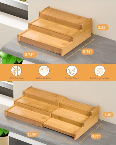 VenDotbi Spice Rack, 3-Tier Expandable Bamboo Spice Rack Organizer for Cabinet - Kitchen, Pantry and Cupboard Storage Organizer - My Kitchen Products