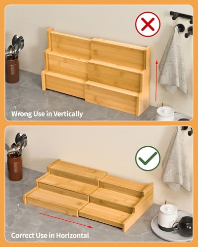 VenDotbi Spice Rack, 3-Tier Expandable Bamboo Spice Rack Organizer for Cabinet - Kitchen, Pantry and Cupboard Storage Organizer - My Kitchen Products