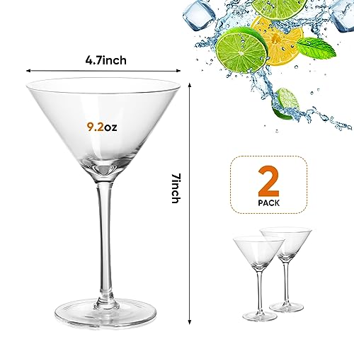 VENVENWEAVS Martini Glasses Set of 2,Hand-blown 9.2OZ Crystal Cocktail Glasses for Espresso Martini,Cosmopolitan,Manhattan,Gimlet,Home Bar,Cocktail Party,Stemless Martini Glassware Gift Set - My Kitchen Products