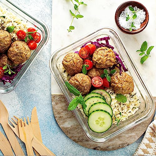 VERONES 10 Pack 22 OZ Glass Meal Prep Containers, Airtight Glass Lunch Containers Set, Glass Food Storage Containers with Lids,Exclusive of BPA, for Microwave, Oven, Freezer & Dishwasher Friendly,Grey - My Kitchen Products