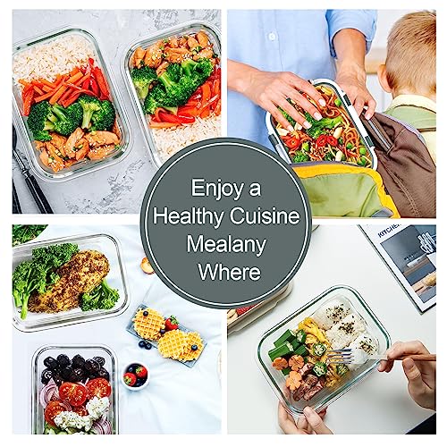 VERONES 10 Pack 22 OZ Glass Meal Prep Containers, Airtight Glass Lunch Containers Set, Glass Food Storage Containers with Lids,Exclusive of BPA, for Microwave, Oven, Freezer & Dishwasher Friendly,Grey - My Kitchen Products