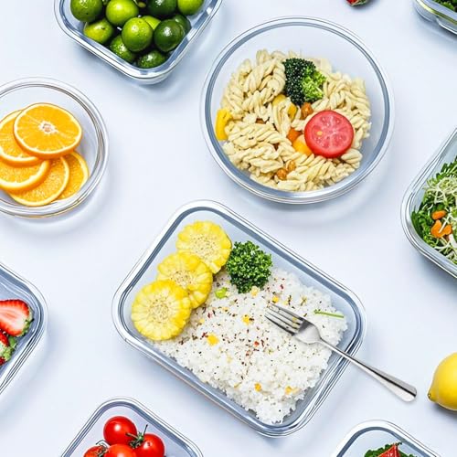 VERONES 12 Packs Glass Food Storage Containers Set, Airtight Glass Lunch Containers, Glass Meal Prep Containers with Lids,Exclusive of BPA, for Microwave, Oven, Freezer & Dishwasher Friendly,Grey - My Kitchen Products