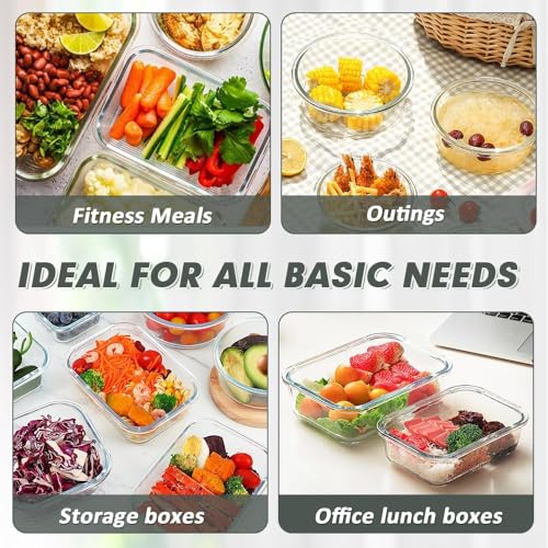VERONES 12 Packs Glass Food Storage Containers Set, Airtight Glass Lunch Containers, Glass Meal Prep Containers with Lids,Exclusive of BPA, for Microwave, Oven, Freezer & Dishwasher Friendly,Grey - My Kitchen Products