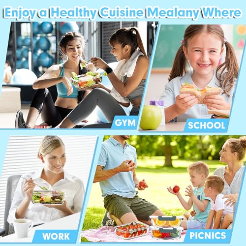VERONES 5 Pack 36 OZ Glass Meal Prep Containers, Airtight Glass Lunch Containers Set, Glass Food Storage Containers with Lids,Exclusive of BPA, for Microwave, Oven, Freezer & Dishwasher Friendly,Grey - My Kitchen Products