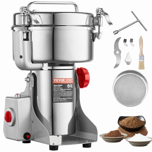 VEVOR 2000g Electric Grain Mill Grinder, High Speed 3400W Commercial Spice