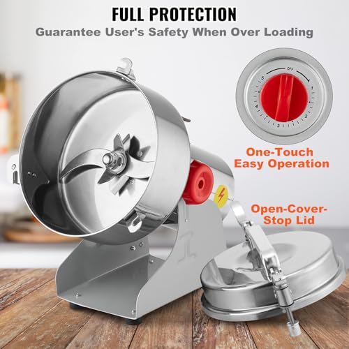 VEVOR 2000g Electric Grain Mill Grinder, High Speed 3400W Commercial Spice Grinders, Stainless Steel Pulverizer Powder Machine, for Dry Grains Spices Cereals Coffee Corn Pepper, Swing Type - My Kitchen Products