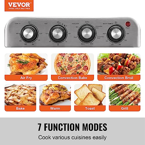 VEVOR 7-IN-1 Air Fryer Toaster Oven, 18L Convection Oven, 1800W Stainless Steel Toaster Ovens Countertop Combo with Grill, Pizza Pan, Gloves, 6 Slices Toast, 10-inch Pizza, Home Use - My Kitchen Products