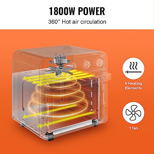 VEVOR 7-IN-1 Air Fryer Toaster Oven, 18L Convection Oven, 1800W Stainless Steel Toaster Ovens Countertop Combo with Grill, Pizza Pan, Gloves, 6 Slices Toast, 10-inch Pizza, Home Use - My Kitchen Products