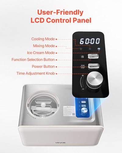 VEVOR Automatic Ice Cream Maker with Built-in Compressor, 2 Quart No Pre-freezing Gelato Maker, Electric Sorbet-Maker, 3 Modes Compressor Ice Cream Machine for Home Kitchen - My Kitchen Products