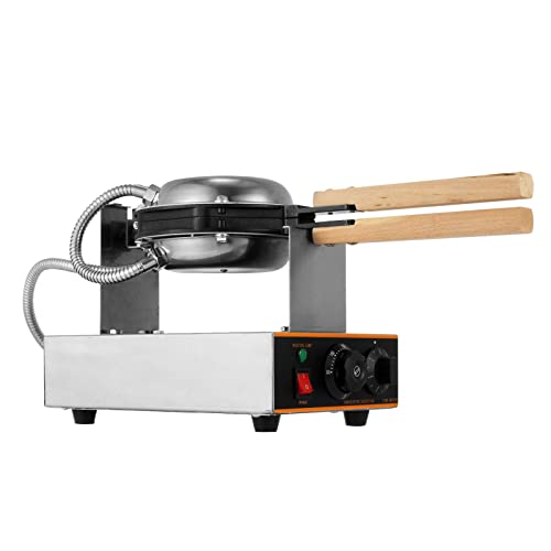 VEVOR Commercial Bubble Waffle Maker, 1400W Egg Bubble Puff Iron w/ 180° Rotatable 2 Pans & Wooden Handles, Stainless Steel Baker w/Non-Stick Teflon Coating, 50-250℃/122-482℉ Adjustable - My Kitchen Products