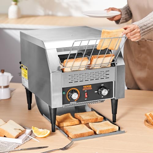 VEVOR Commercial Conveyor Toaster, 300 Slices/Hour, Heavy Duty Stainless Steel, Electric Restaurant Toaster for Toast, Bun, Bagel, Bread - My Kitchen Products