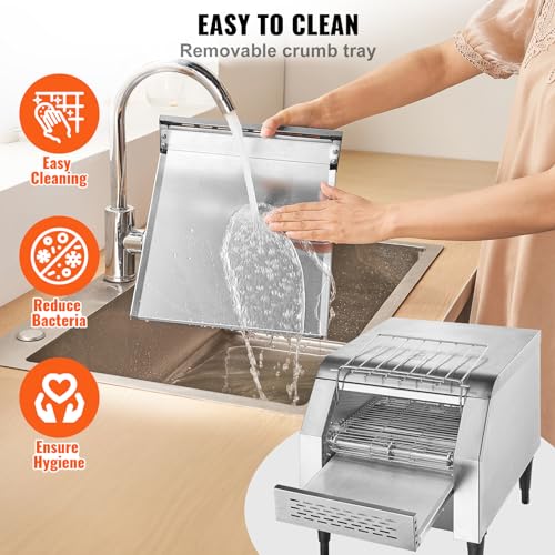 VEVOR Commercial Conveyor Toaster, 300 Slices/Hour, Heavy Duty Stainless Steel, Electric Restaurant Toaster for Toast, Bun, Bagel, Bread - My Kitchen Products