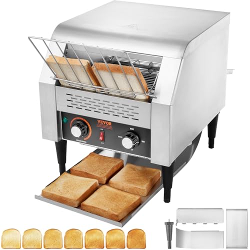 VEVOR Commercial Conveyor Toaster, 300 Slices/Hour, Heavy Duty Stainless Steel, Electric Restaurant Toaster for Toast, Bun, Bagel, Bread - My Kitchen Products