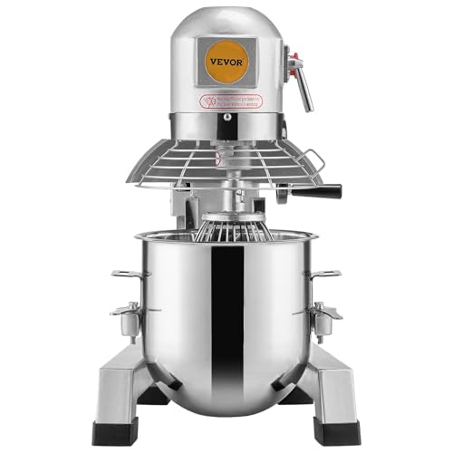 VEVOR Commercial Food Mixer, 15Qt Capacity with Timer, 500W Stainless Bowl Durable Electric Mixer for Commercial Use, 3 Speed Options 113/184/341 RPM, Includes Dough Hook & Whisk - My Kitchen Products