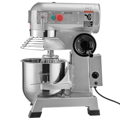 VEVOR Commercial Food Mixer, 15Qt Capacity with Timer, 500W Stainless Bowl Durable Electric Mixer for Commercial Use, 3 Speed Options 113/184/341 RPM, Includes Dough Hook & Whisk - My Kitchen Products